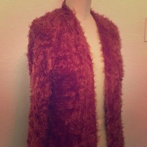 Rust Faux Fur Cardigan Free People
